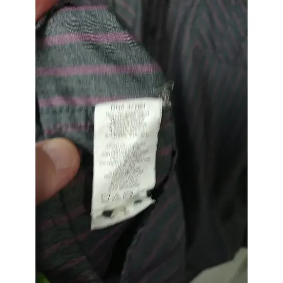Axist Men's XL Shirt Purple Grey Striped Collared Roll Tab Sleeve - Picture 5 of 9